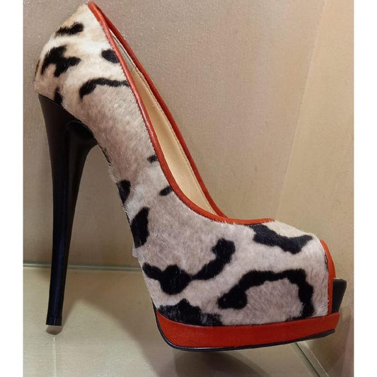 GIUSEPPE PINK PONY HAIR HEELS | EU 37